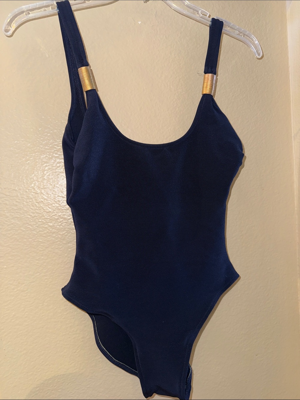 Women’s Navy One-Piece Swimsuit with Gold Accent